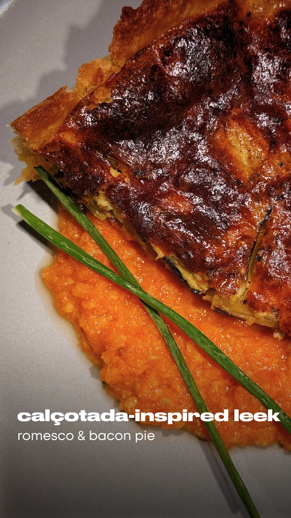 Calçotada-Style Leek Pie with Romesco and Bacon
