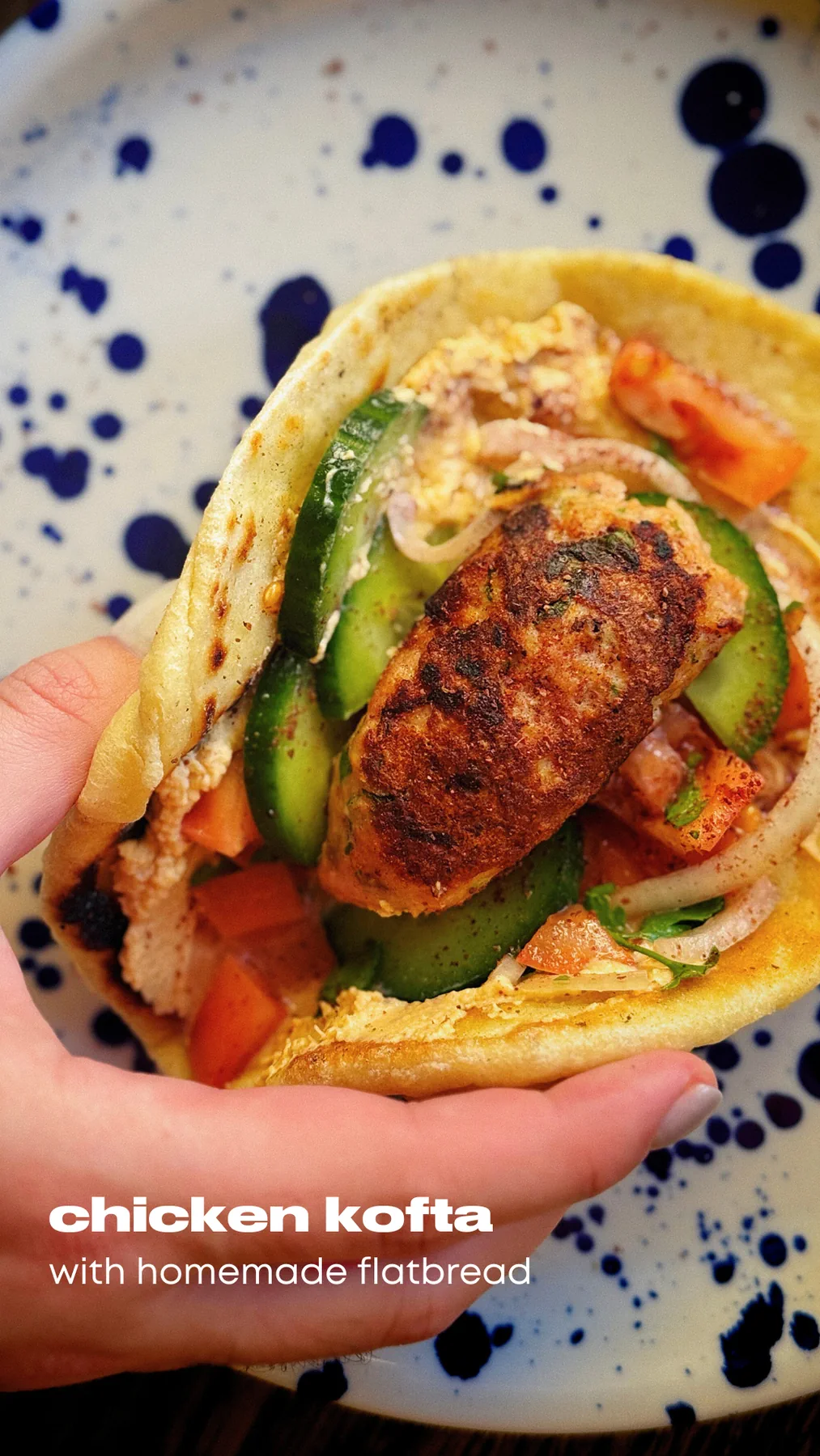 Chicken Kofta with Hummus and Homemade Flatbread