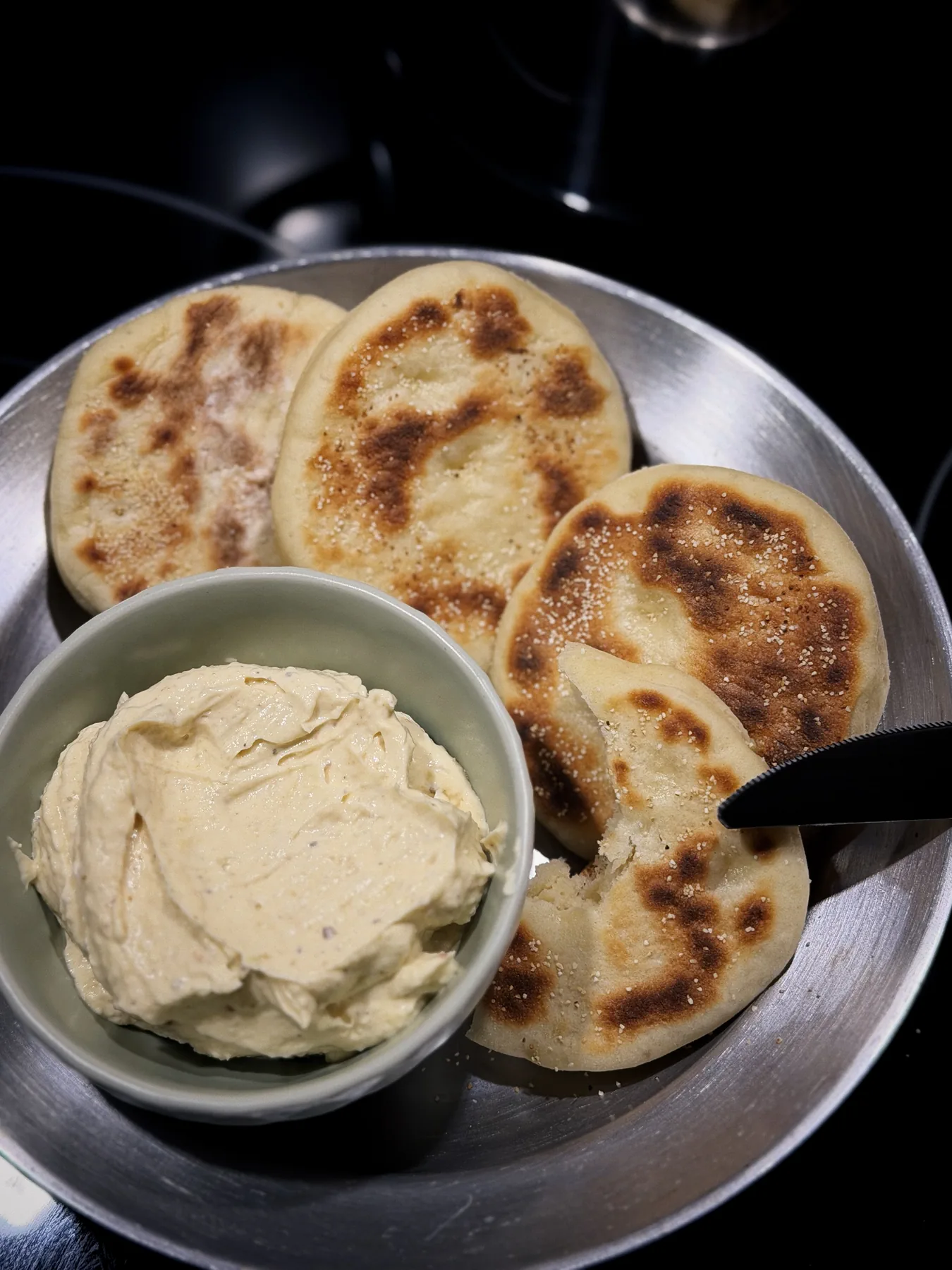 English Muffins with Roasted Garlic Butter