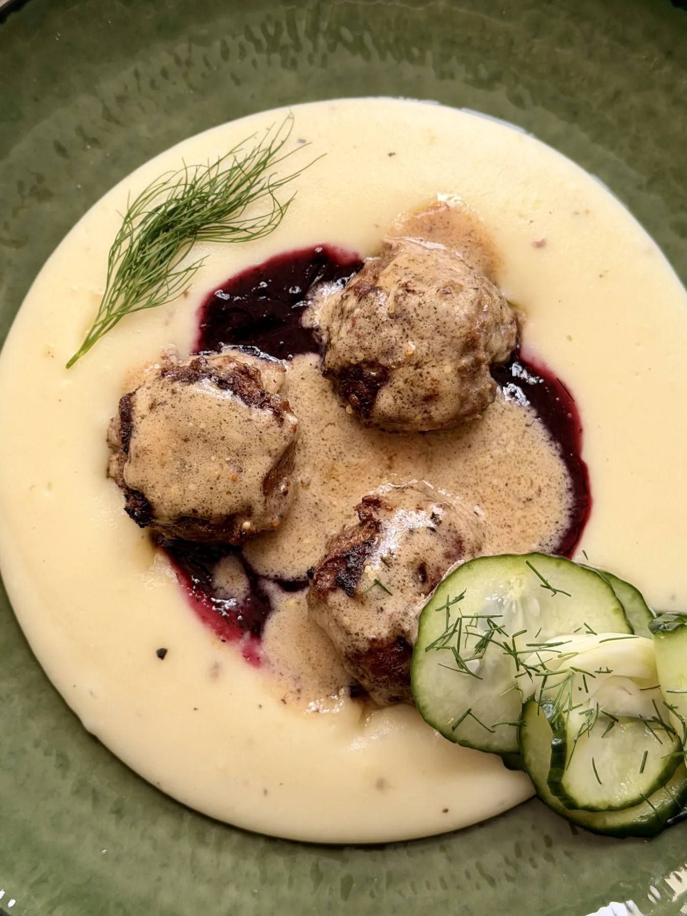 Swedish-Style Meatballs with Velvet Mash & Blueberry-Dill Jam